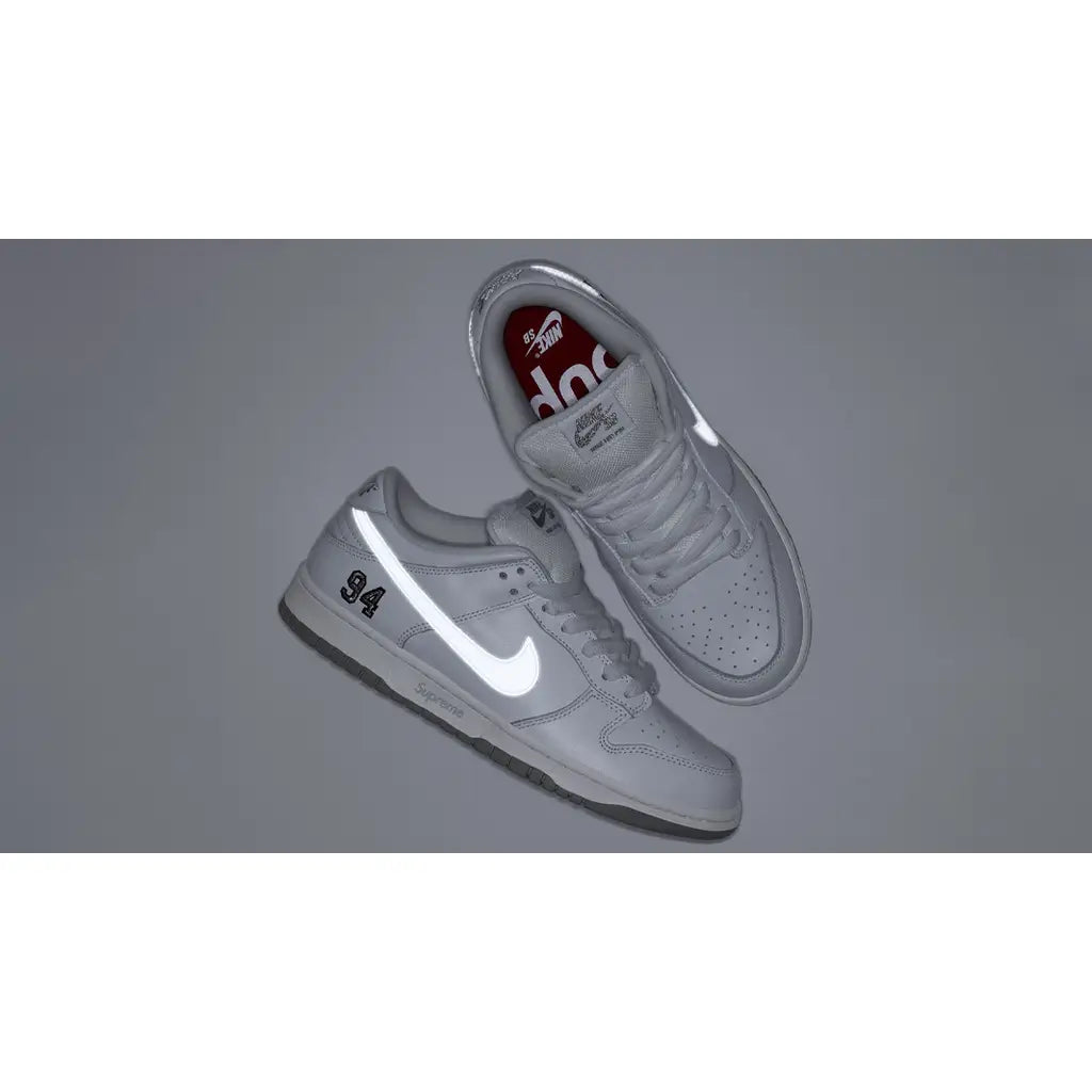 Nike SB Dunk Low Supreme 94 White Metallic Silver