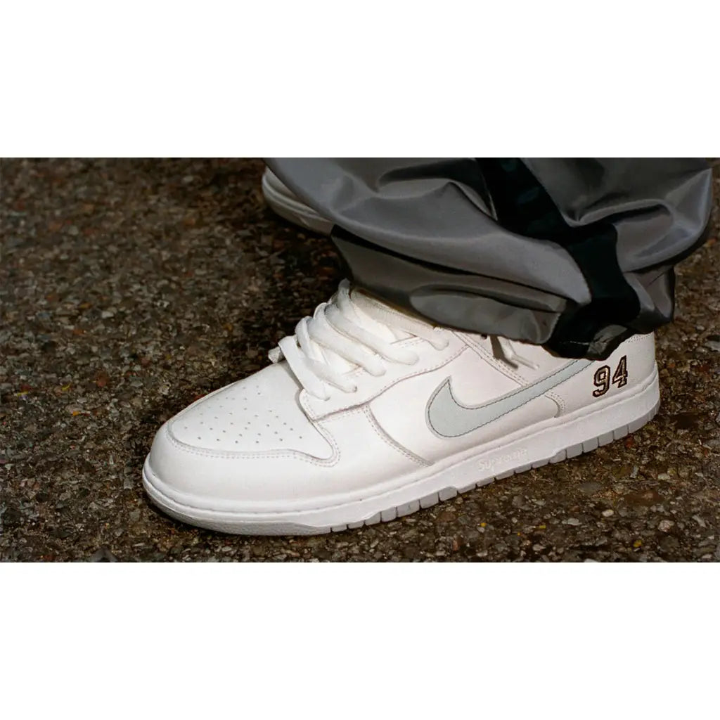 Nike SB Dunk Low Supreme 94 White Metallic Silver