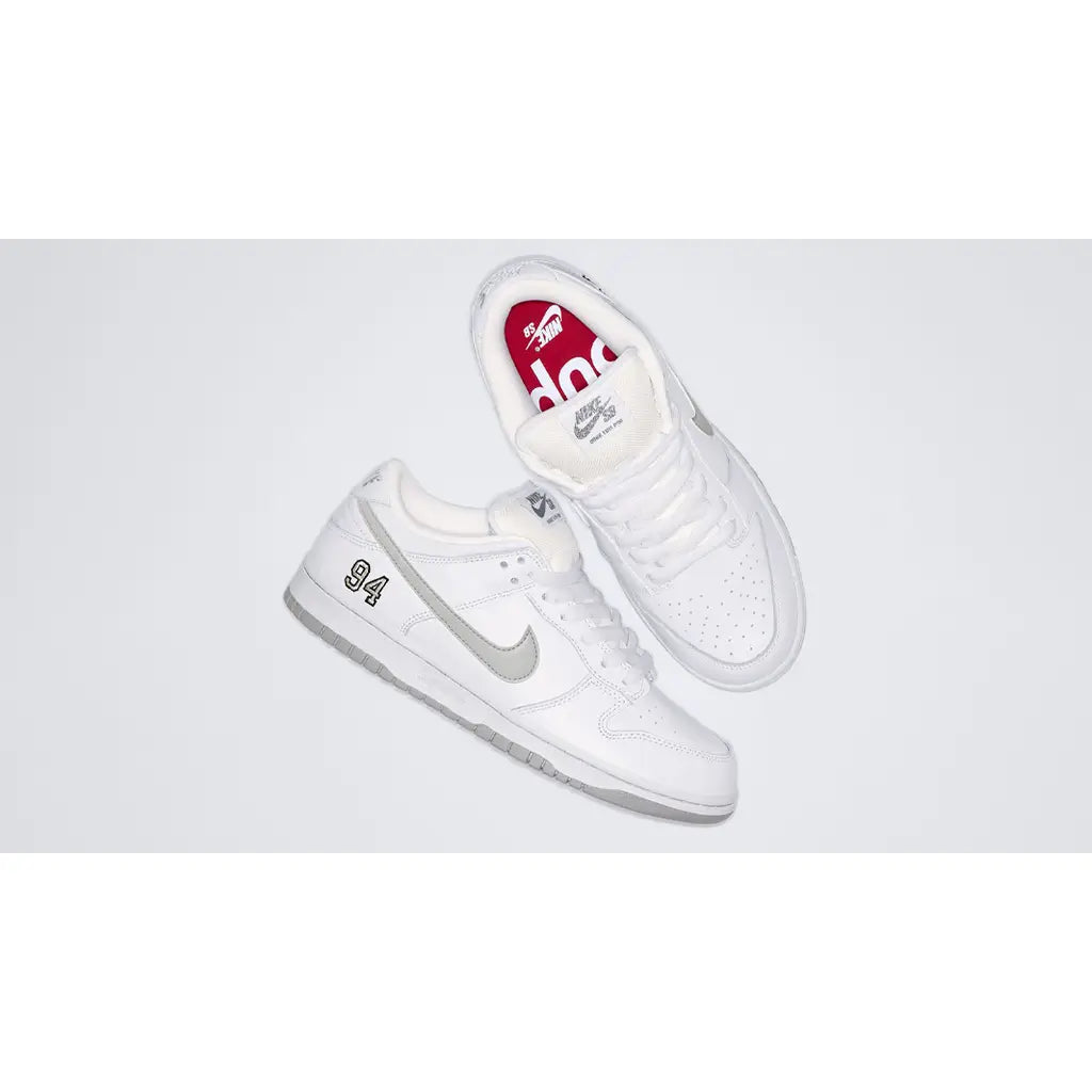 Nike SB Dunk Low Supreme 94 White Metallic Silver